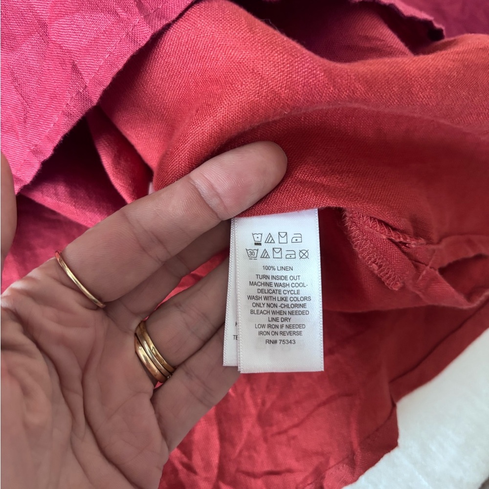 Women’s Sigrid Olsen 100% Linen Shift Dress Back Button Sleeveless Rust Small - Picture 9 of 10
